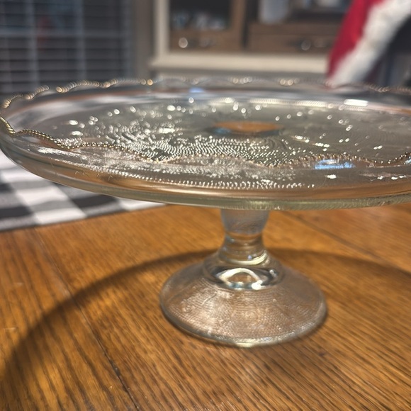 Vintage Jeanette Glass Harp and Lyre Pedestal Cake Stand - Picture 3 of 5